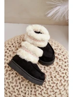 Detské členkové snehule s kožušinou a vzorom Black Melefia