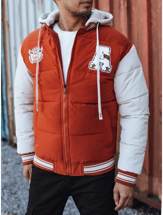 Pánska zimná bunda s kapucňou červená FashionStreet TX4877 Pánska zimná bunda s kapucňou červená FashionStreet TX4877