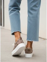 Dámske šnurovacie tenisky na hrubej podrážke hnedej farby FashionStreet ZY1380