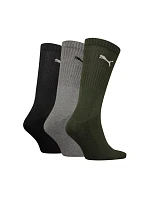 Ponožky Puma Crew, 3 páry, čierne, sivé, zelené, 880355, 28 Ponožky Puma Crew, 3 páry, čierne, sivé, zelené, 880355, 28