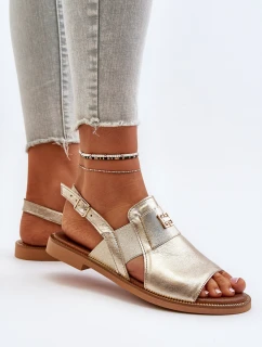 Zazoo 40385 Damskie Skórzane Sandały Złote
