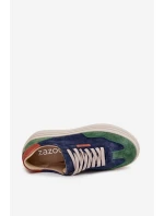 Zamszowe Sneakersy Damskie Na Platformie Zazoo N1269S3 Zielono-Granatowe