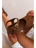 Dámske kožené semišové sandále s uzavretou špičkou Maciejka H7365-02 Brown