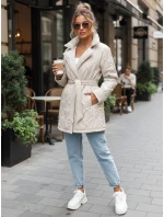 Dámska prechodná bunda s opaskom svetlo béžová FashionStreet TY5587