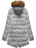 Dámska obojstranná zimná bunda s kapucňou army-grey (b2636)