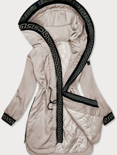 Béžová dámska bunda s ozdobnou lemovkou (B8139-51)