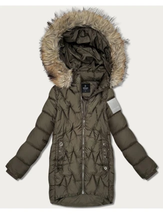 Dámska zimná bunda s kapucňou Goodlookin khaki (KK60564) Dámska zimná bunda s kapucňou Goodlookin khaki (KK60564)