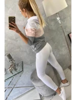Farebná pruhovaná sada biela + púdrová ružová