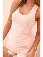 Dámsky bavlnený top na ramienka s okrúhlym výstrihom Powder Pink Melier