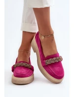 Zazoo 3429/W Damskie Zamszowe Mokasyny Z Ozdobą Fuksja