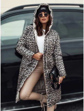 Dámska dlhá prešívaná bunda VELVETTI s kapucňou obojstranná béžová FashionStreet TY4653
