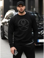 Pánska mikina s potlačou čierna FashionStreet BX5948 Pánska mikina s potlačou čierna FashionStreet BX5948