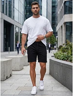 Pánske teplákové šortky so sťahovacími šnúrkami, čierne, FashionStreet SX2640 Pánske teplákové šortky so sťahovacími šnúrkami, čierne, FashionStreet SX2640
