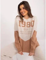 Dámska dvojdielna súprava s voľným svetrom béžová/kamenná (1497) Dámska dvojdielna súprava s voľným svetrom béžová/kamenná (1497)