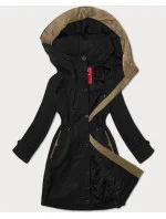 Čierna jednoduchá dámska bunda s kapucňou LHD (LHD-24590) Čierna jednoduchá dámska bunda s kapucňou LHD (LHD-24590)