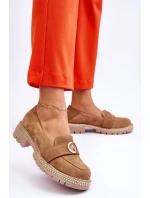 Eleganckie Zamszowe Mokasyny Ciemnobeżowe Laverne