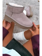 Śniegowce Damskie Z Naturalnego Zamszu Ocieplane Futerkiem Khaki Milora