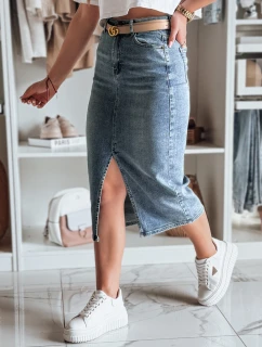 Džínsová midi sukňa s rozparkom DENIZA modrá FashionStreet CY0484