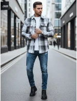 Pánska čierno-biela kockovaná flanelová košeľa FashionStreet DX2677