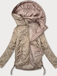 Tmavobéžová dámska bunda so šnúrkou S'West (B8360-12)