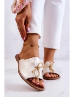 Dámske kožené papuče Nicole 2659/004 White and Gold Dámske kožené papuče Nicole 2659/004 White and Gold