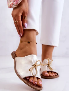 Dámske kožené papuče Nicole 2659/004 White and Gold