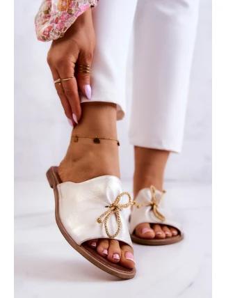 Dámske kožené papuče Nicole 2659/004 White and Gold Dámske kožené papuče Nicole 2659/004 White and Gold