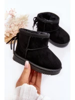 Dziecięce Ocieplane Botki Śniegowce Z Frędzlami Czarne Mikyla