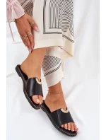 Klapki Damskie Eko Skórzane Z Ozdobnymi Detalami Czarne Mevith