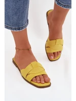 Dámské ploché sandály s pásky Eko Zamszové Žluté Florane