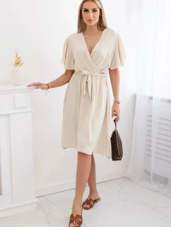 Šaty s vrstveným výstrihom IT-42 béžová - Kesi