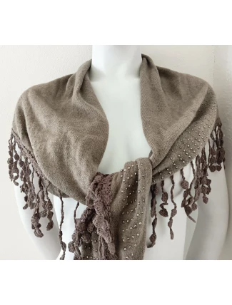 Dámska sivohnedá šatka s lemom - FPrice