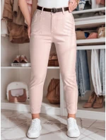 Dámske bavlnené slim fit nohavice s opaskom TAIRONIK ružové FashionStreet UY2548 Dámske bavlnené slim fit nohavice s opaskom TAIRONIK ružové FashionStreet UY2548