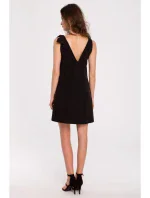 K128 Jednoduché šaty áčkového strihu s mašľou - čierne