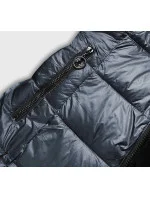 Dámska obojstranná bunda s kožušinou v grafitovej farbe (b8052-70) Dámska obojstranná bunda s kožušinou v grafitovej farbe (b8052-70)