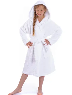 Detský župan Athena s kapucňou 9116 biely - Vestis