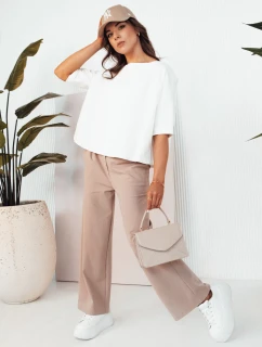 Dámske nohavice so širokými nohavicami RITES beige FashionStreet UY2007