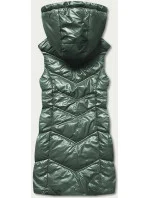 Lesklá zelená vesta s kapucňou (B8025-10)