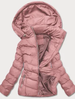 Dámska krátka páperová zimná bunda ružová (5M726-46)
