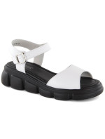 Vinceza W JAN300 biele kožené sandále na platforme