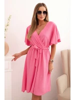 Šaty so skladaným výstrihom svetlo ružové