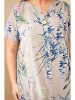 Dámske plus veľkosť viskózové šaty s krátkymi rukávmi a výstrihom na gombíky Fango