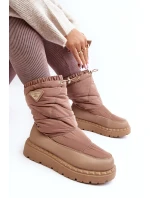 Śniegowce Damskie Na Grubej Podeszwie Ciemnobeżowe Lureta