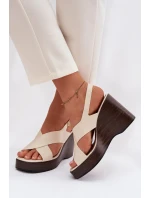 Dámské sandály z eko kůže na platformě Béžové Janivra