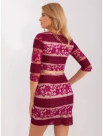 Dámske šaty LK SK 507231.71P Vínová s béžovou - Lakerta