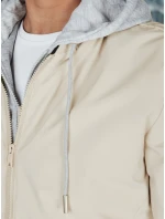 Pánska bunda bomber s kapucňou biela FashionStreet TX5020