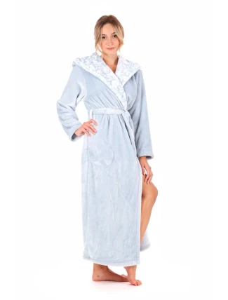 Dámsky župan Flora s kapucňou 3956 jednofarebný ľadovo modrý - Vestis