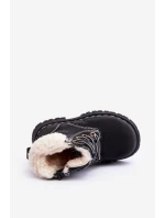 Dziecięce Trapery Botki Na Suwak z Kożuszkiem Czarne Marialee