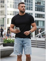 Pánske klasické čierne tričko FashionStreet RY5671