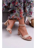Dámske semišové sandále na podpätku Beige Lexi